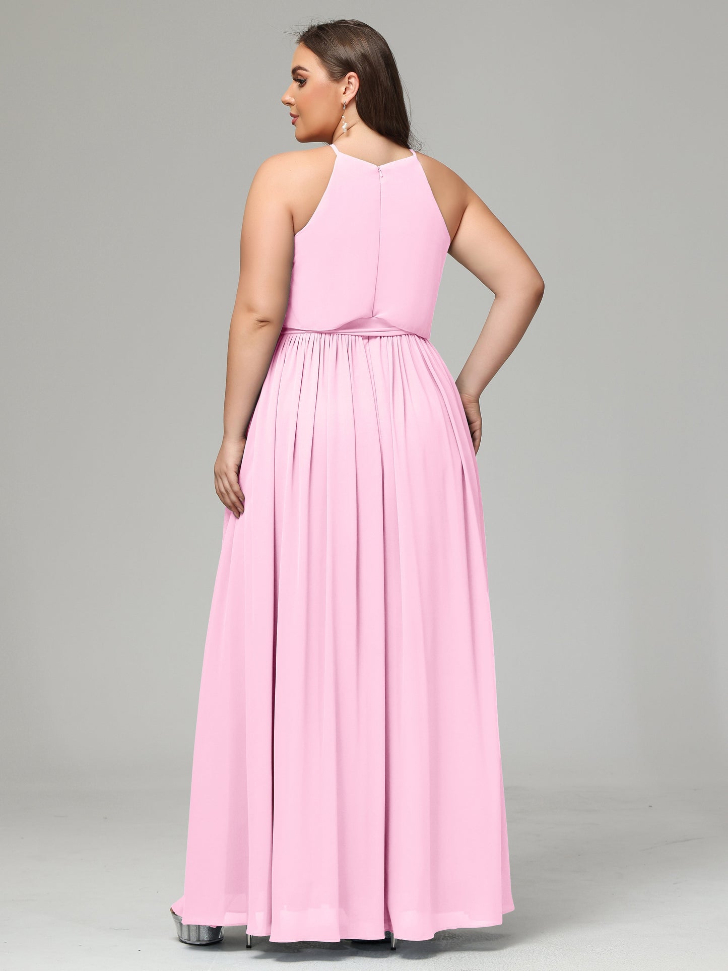 Halter Chiffon Bridesmaid Dress Plus Size