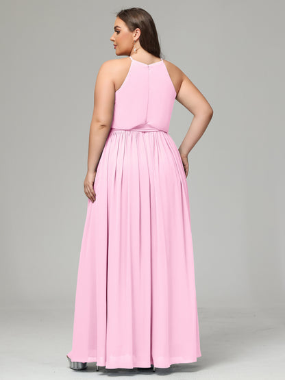 Halter Chiffon Bridesmaid Dress Plus Size