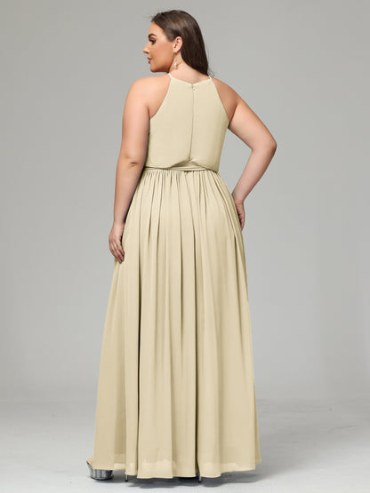 Halter Chiffon Bridesmaid Dress Plus Size