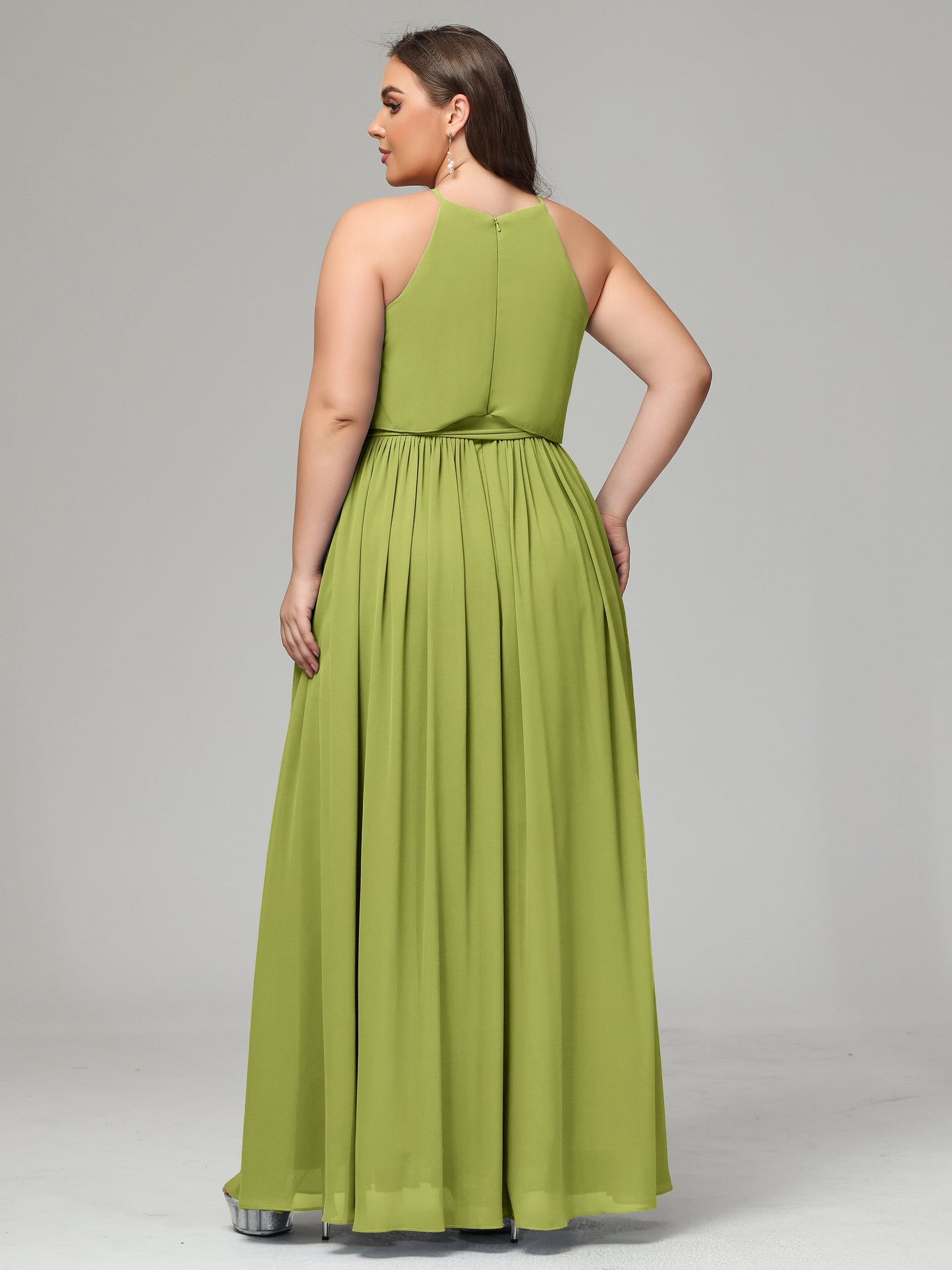 Halter Chiffon Bridesmaid Dress Plus Size