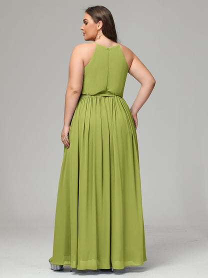 Halter Chiffon Bridesmaid Dress Plus Size