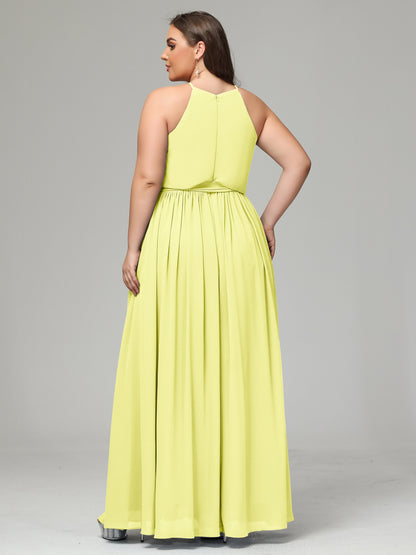 Halter Chiffon Bridesmaid Dress Plus Size