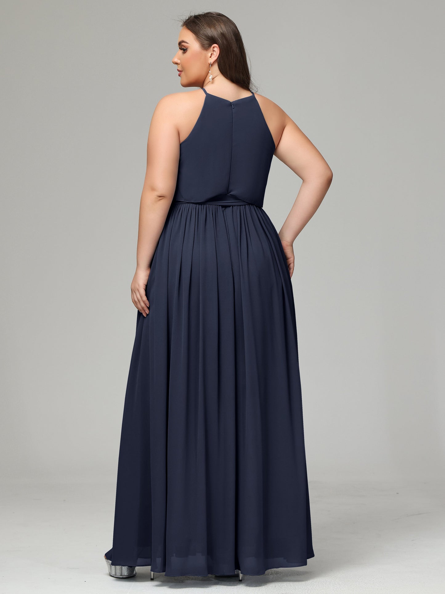 Halter Chiffon Bridesmaid Dress Plus Size
