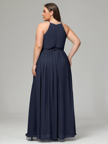 Halter Chiffon Bridesmaid Dress Plus Size