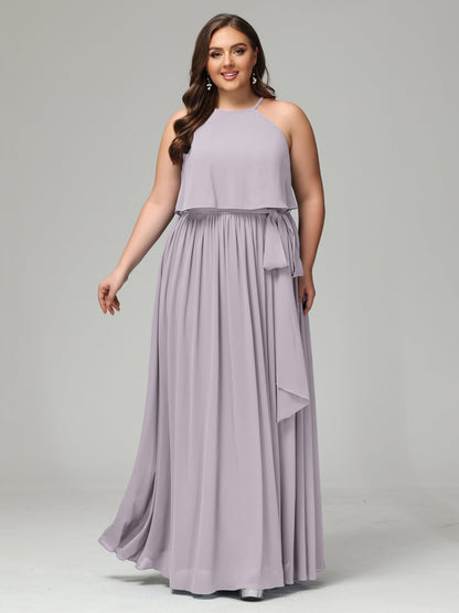 Halter Chiffon Bridesmaid Dress Plus Size