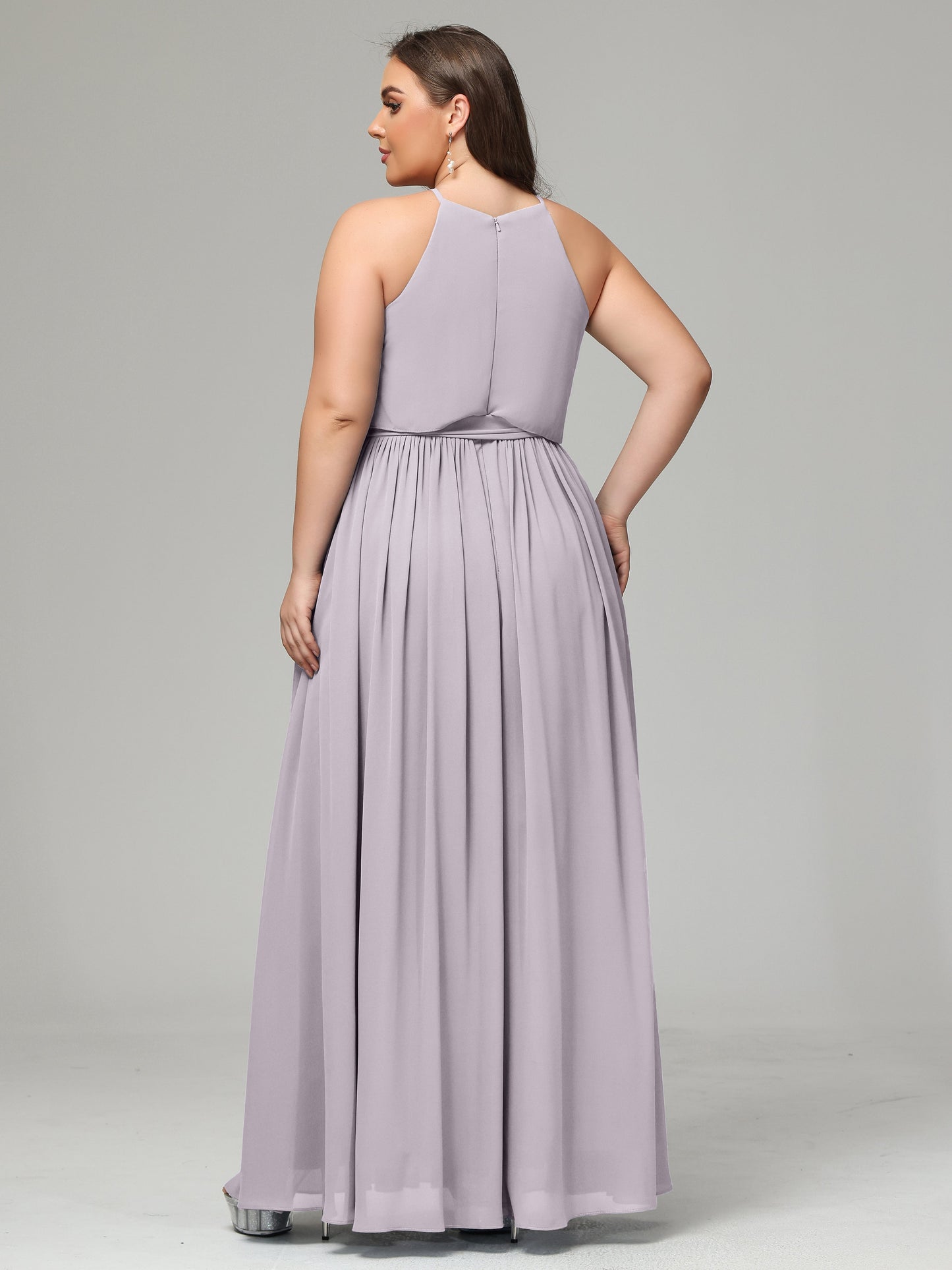 Halter Chiffon Bridesmaid Dress Plus Size