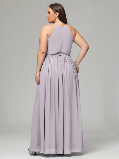 Halter Chiffon Bridesmaid Dress Plus Size