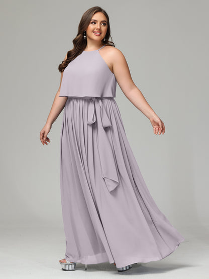 Halter Chiffon Bridesmaid Dress Plus Size