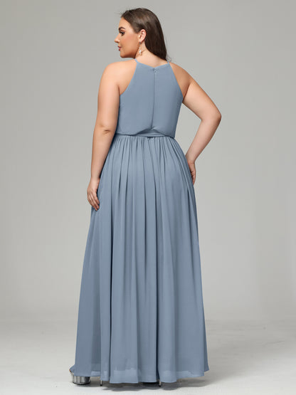 Halter Chiffon Bridesmaid Dress Plus Size