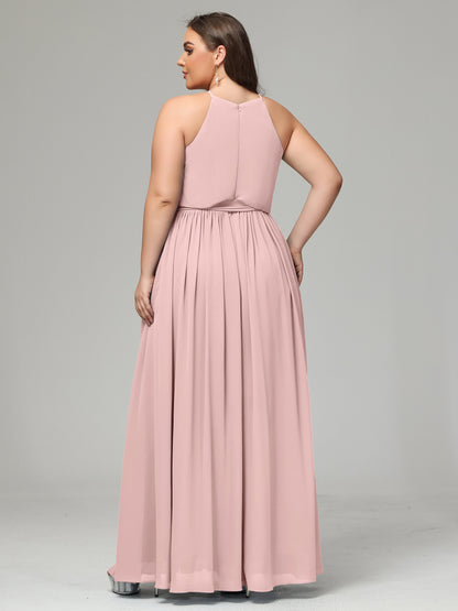 Halter Chiffon Bridesmaid Dress Plus Size