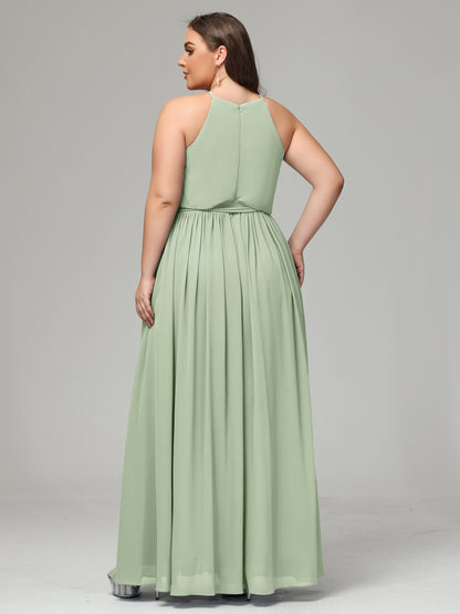 Halter Chiffon Bridesmaid Dress Plus Size
