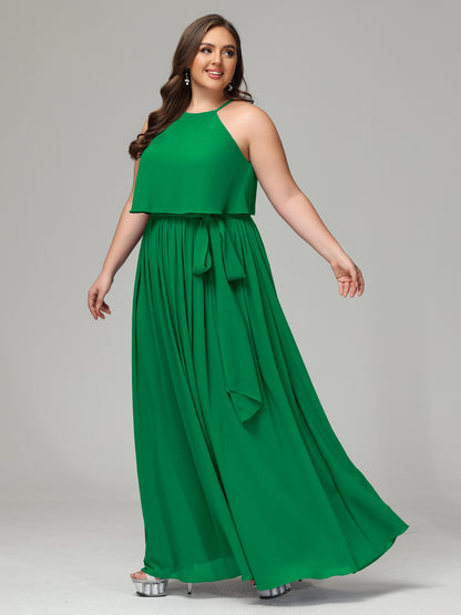 Halter Chiffon Bridesmaid Dress Plus Size