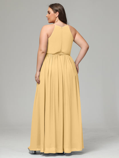 Halter Chiffon Bridesmaid Dress Plus Size