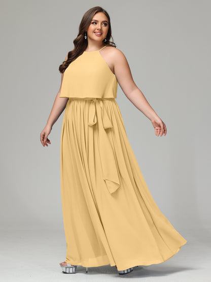 Halter Chiffon Bridesmaid Dress Plus Size