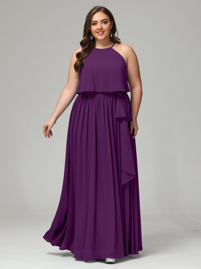 Halter Chiffon Bridesmaid Dress Plus Size