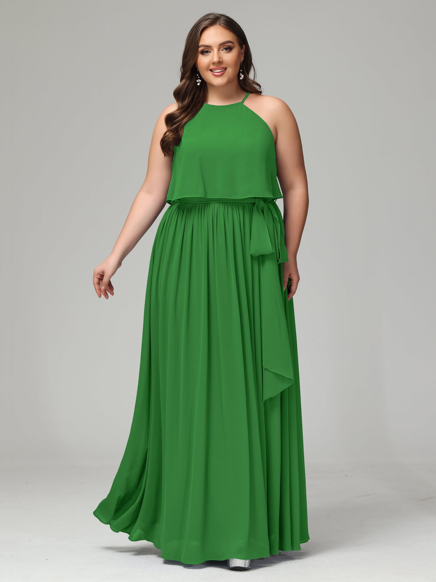 Halter Chiffon Bridesmaid Dress Plus Size