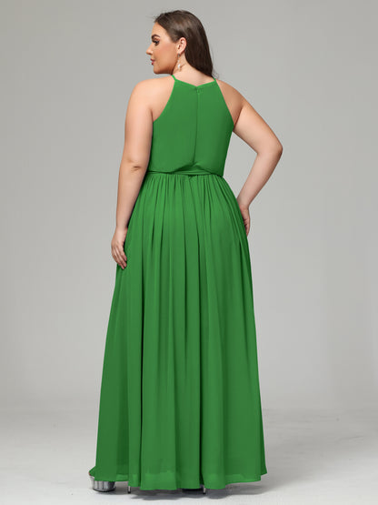 Halter Chiffon Bridesmaid Dress Plus Size