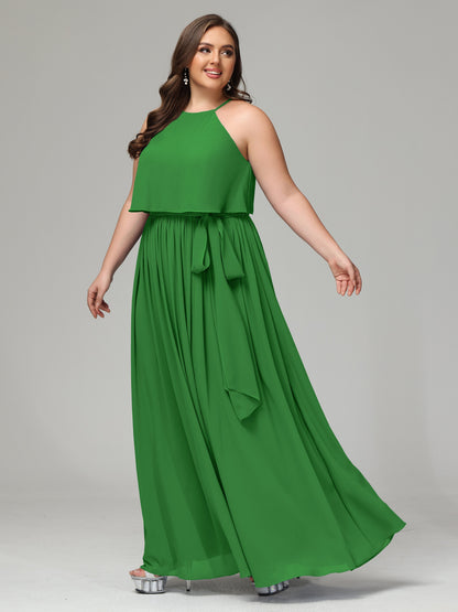 Halter Chiffon Bridesmaid Dress Plus Size