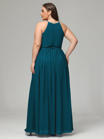 Halter Chiffon Bridesmaid Dress Plus Size