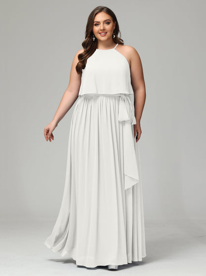 Halter Chiffon Bridesmaid Dress Plus Size