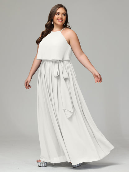 Halter Chiffon Bridesmaid Dress Plus Size