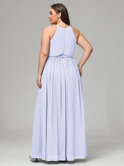 Halter Chiffon Bridesmaid Dress Plus Size