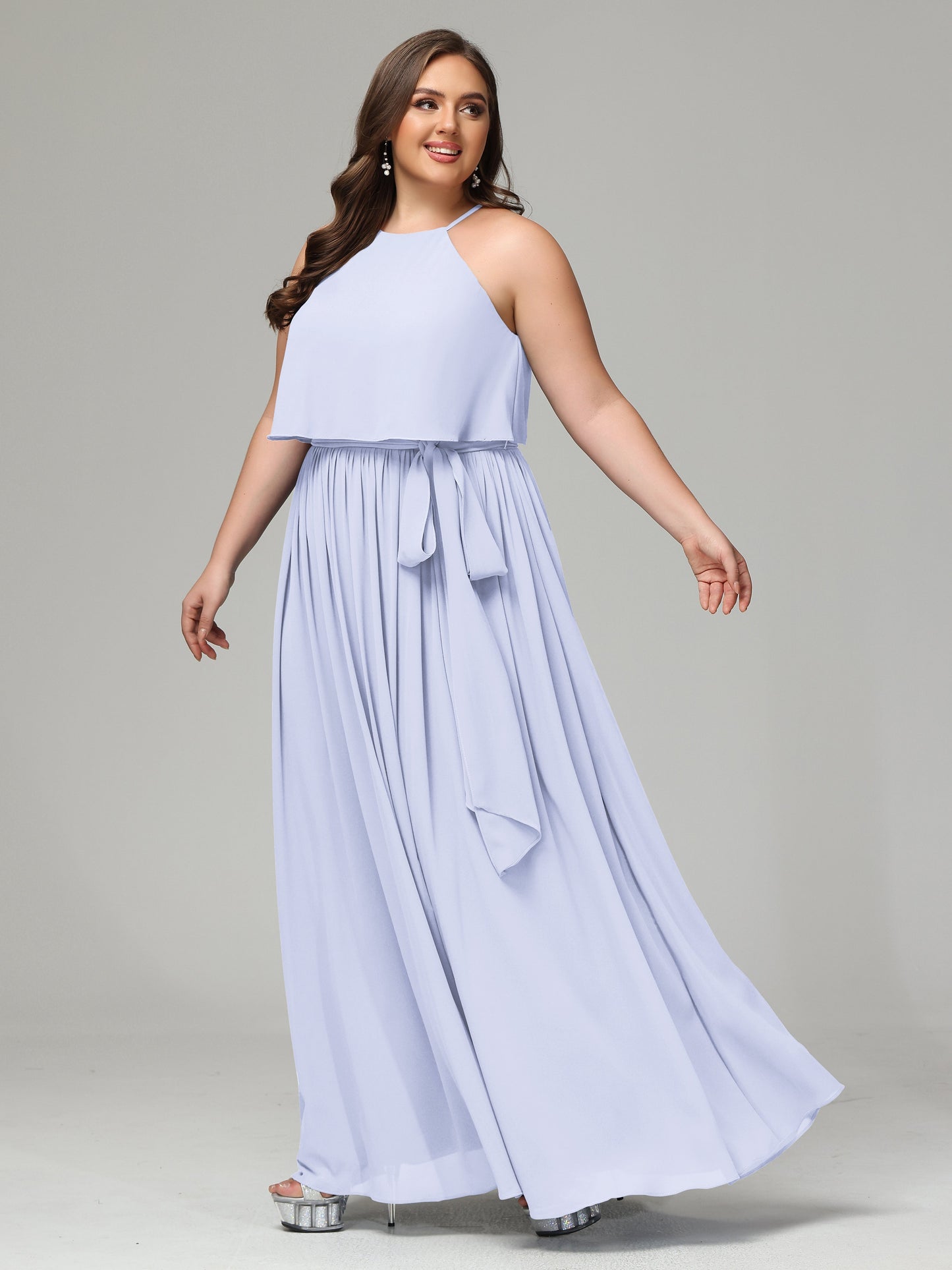 Halter Chiffon Bridesmaid Dress Plus Size