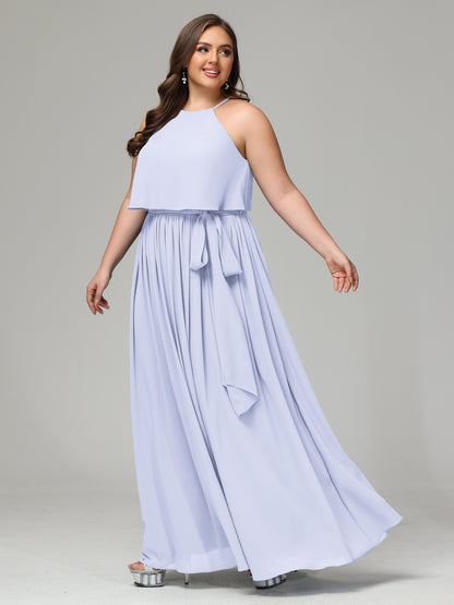 Halter Chiffon Bridesmaid Dress Plus Size