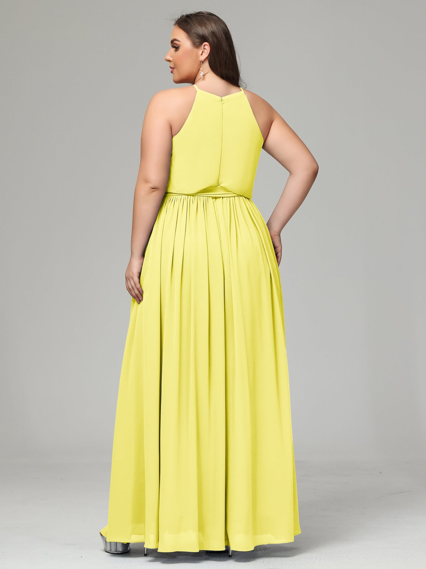 Halter Chiffon Bridesmaid Dress Plus Size