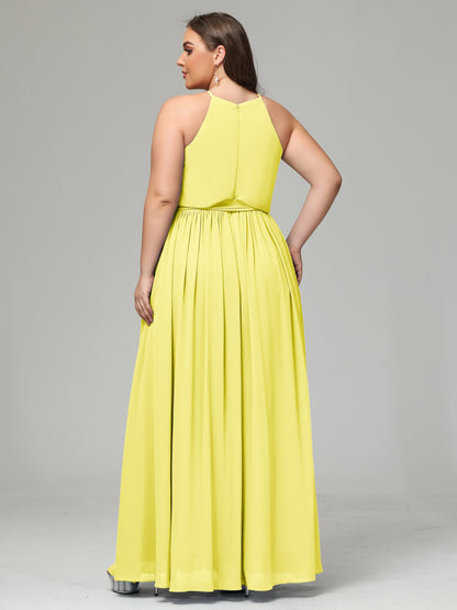 Halter Chiffon Bridesmaid Dress Plus Size