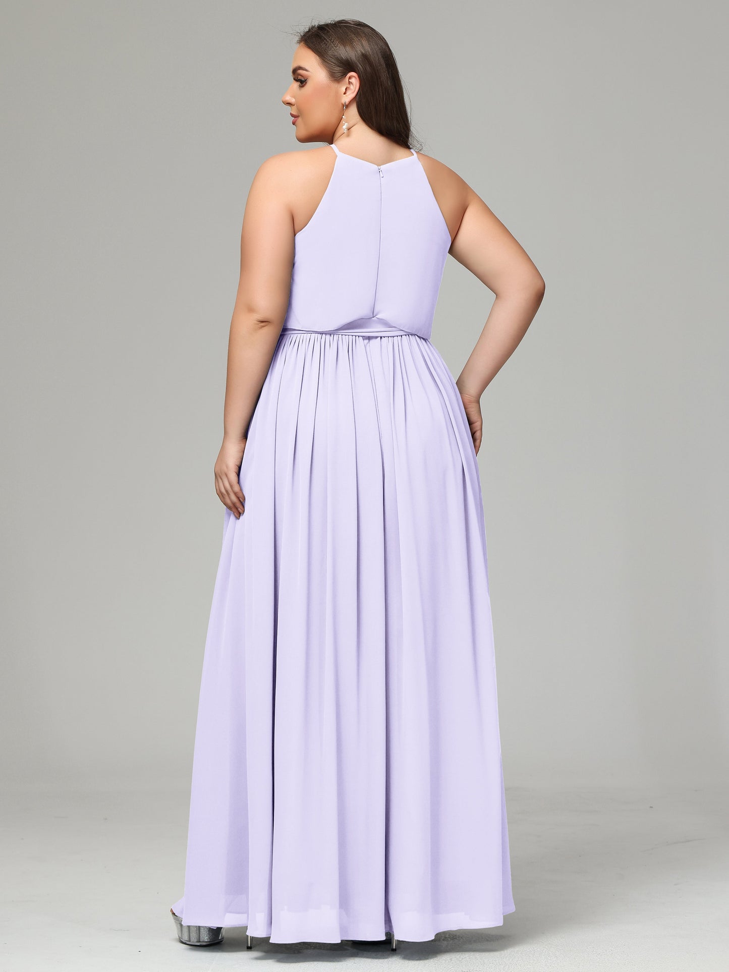Halter Chiffon Bridesmaid Dress Plus Size