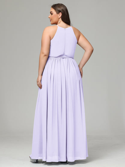 Halter Chiffon Bridesmaid Dress Plus Size