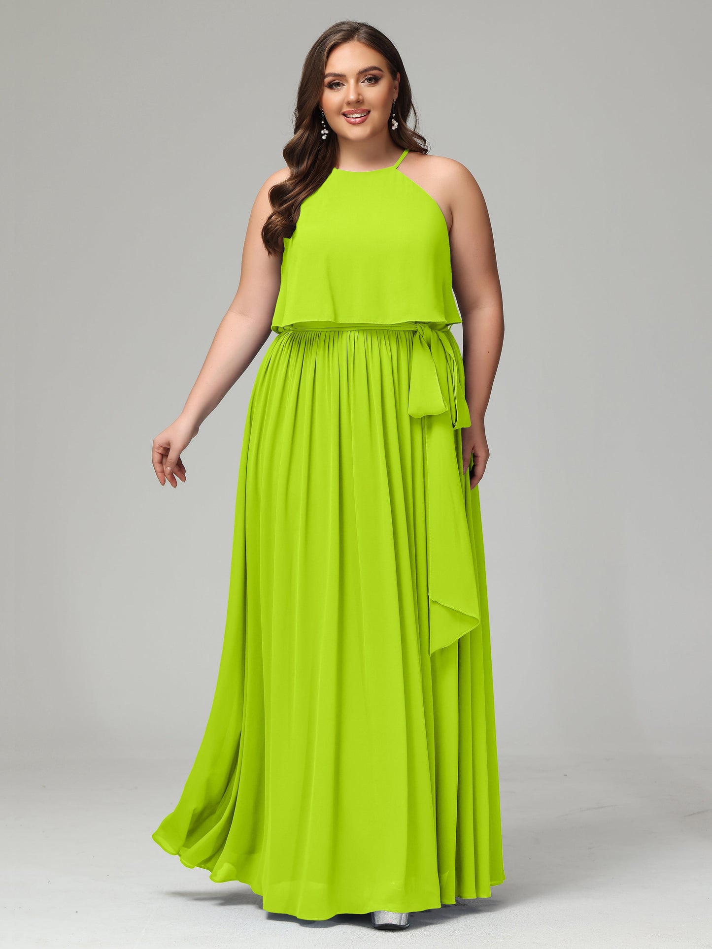 Halter Chiffon Bridesmaid Dress Plus Size