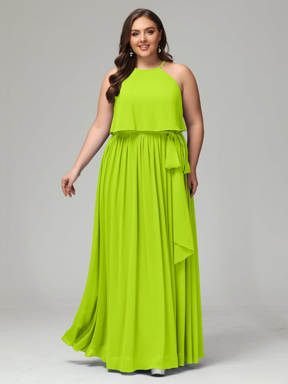 Halter Chiffon Bridesmaid Dress Plus Size