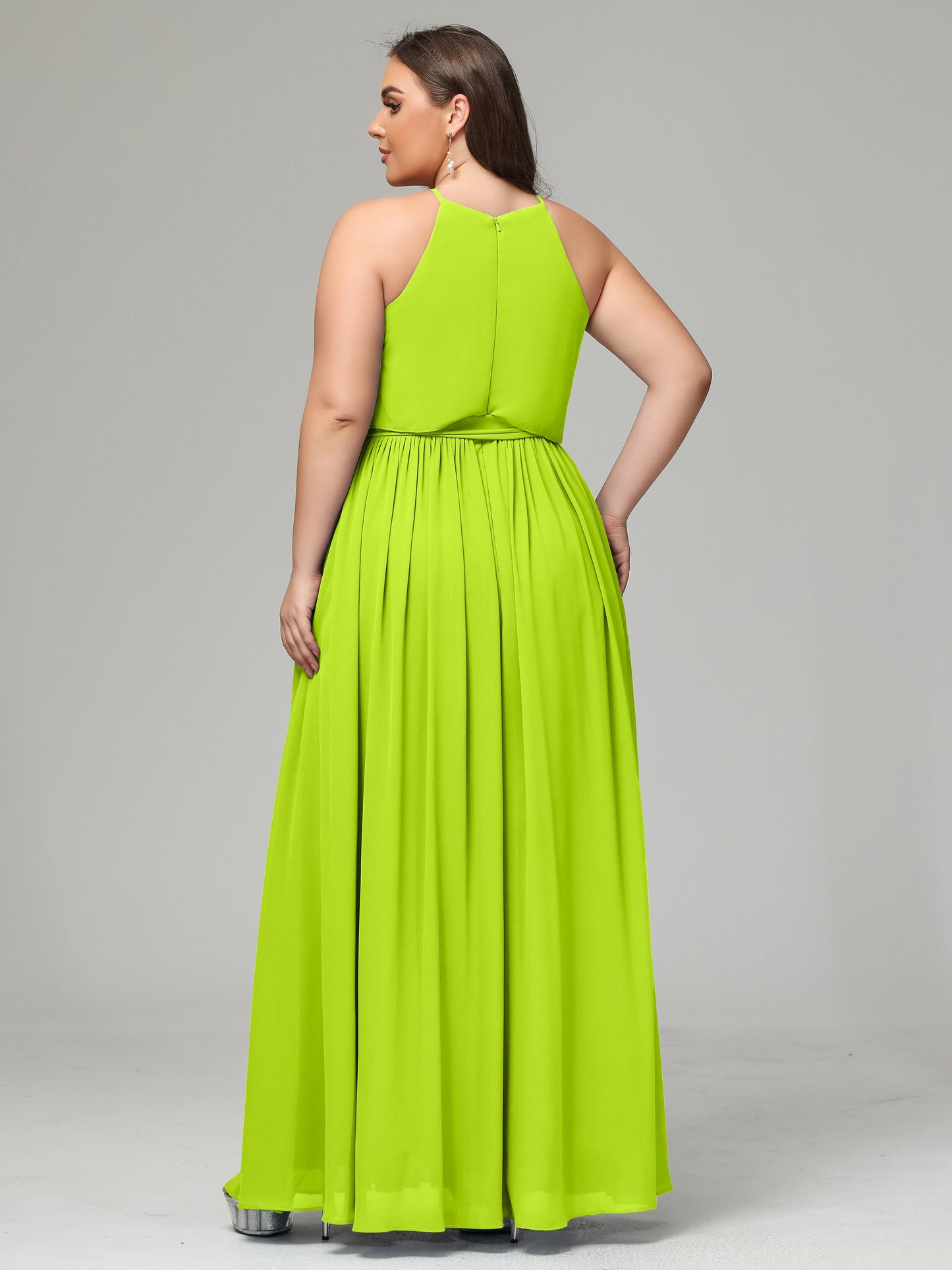 Halter Chiffon Bridesmaid Dress Plus Size