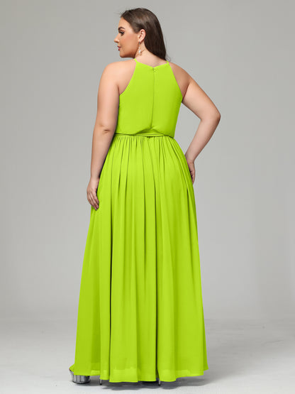 Halter Chiffon Bridesmaid Dress Plus Size