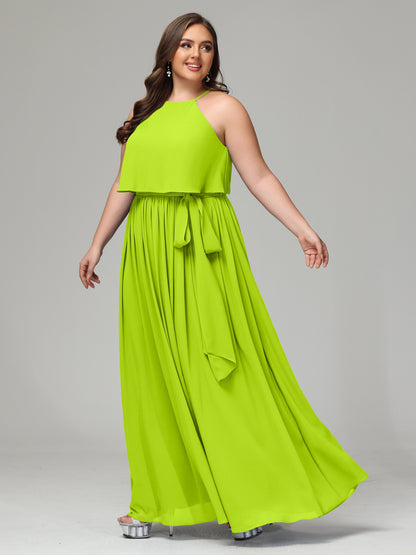 Halter Chiffon Bridesmaid Dress Plus Size