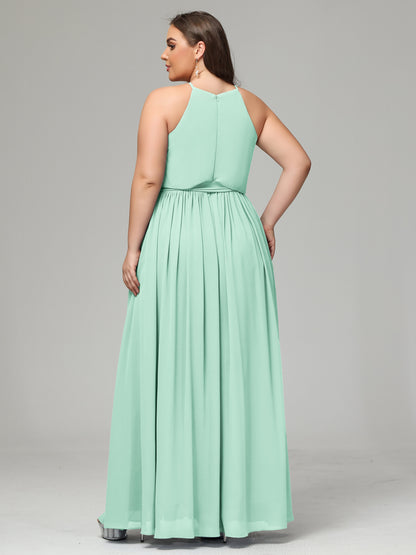 Halter Chiffon Bridesmaid Dress Plus Size