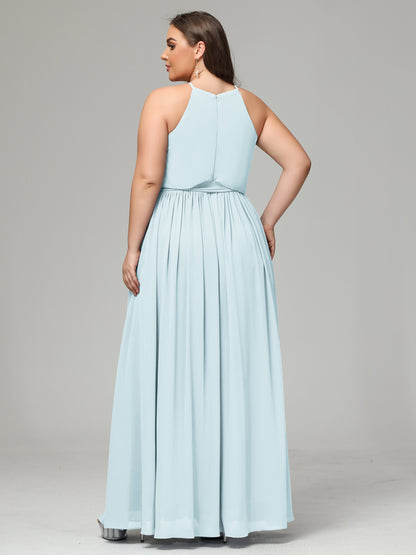 Halter Chiffon Bridesmaid Dress Plus Size