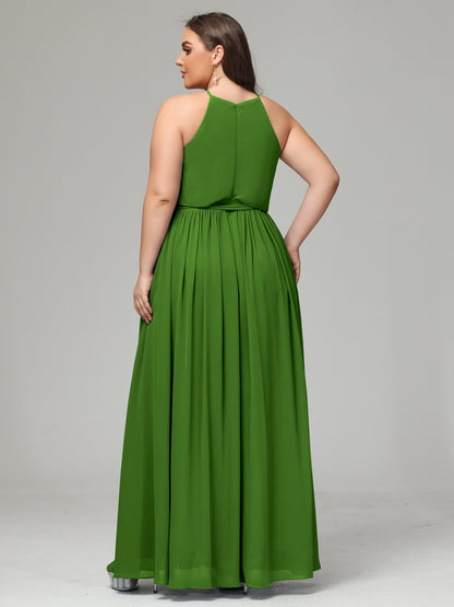 Halter Chiffon Bridesmaid Dress Plus Size