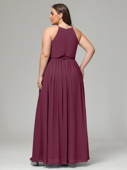 Halter Chiffon Bridesmaid Dress Plus Size