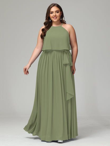Halter Chiffon Bridesmaid Dress Plus Size