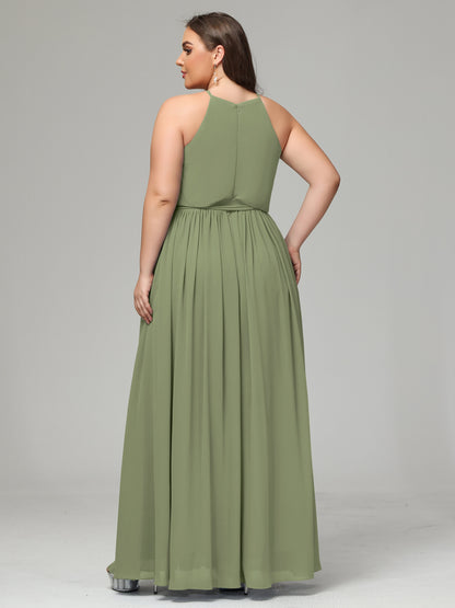 Halter Chiffon Bridesmaid Dress Plus Size