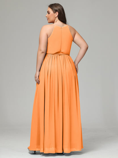 Halter Chiffon Bridesmaid Dress Plus Size