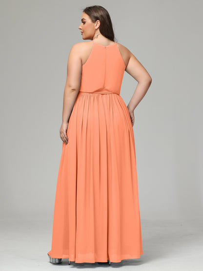 Halter Chiffon Bridesmaid Dress Plus Size