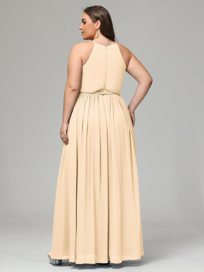 Halter Chiffon Bridesmaid Dress Plus Size