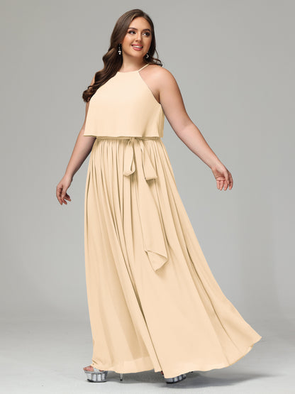 Halter Chiffon Bridesmaid Dress Plus Size
