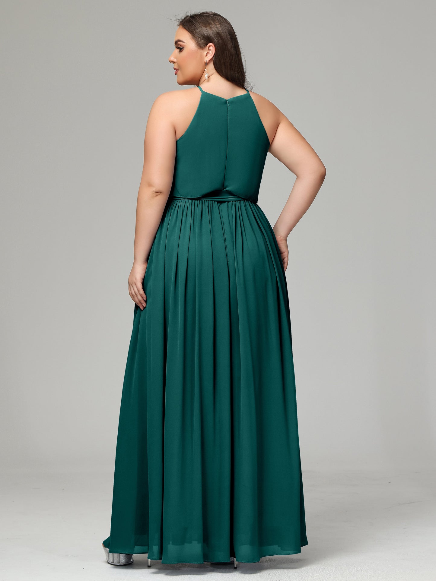 Halter Chiffon Bridesmaid Dress Plus Size