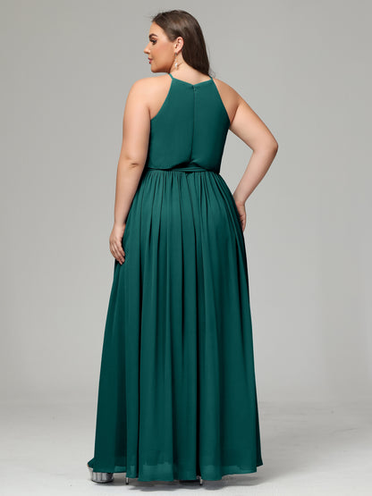 Halter Chiffon Bridesmaid Dress Plus Size