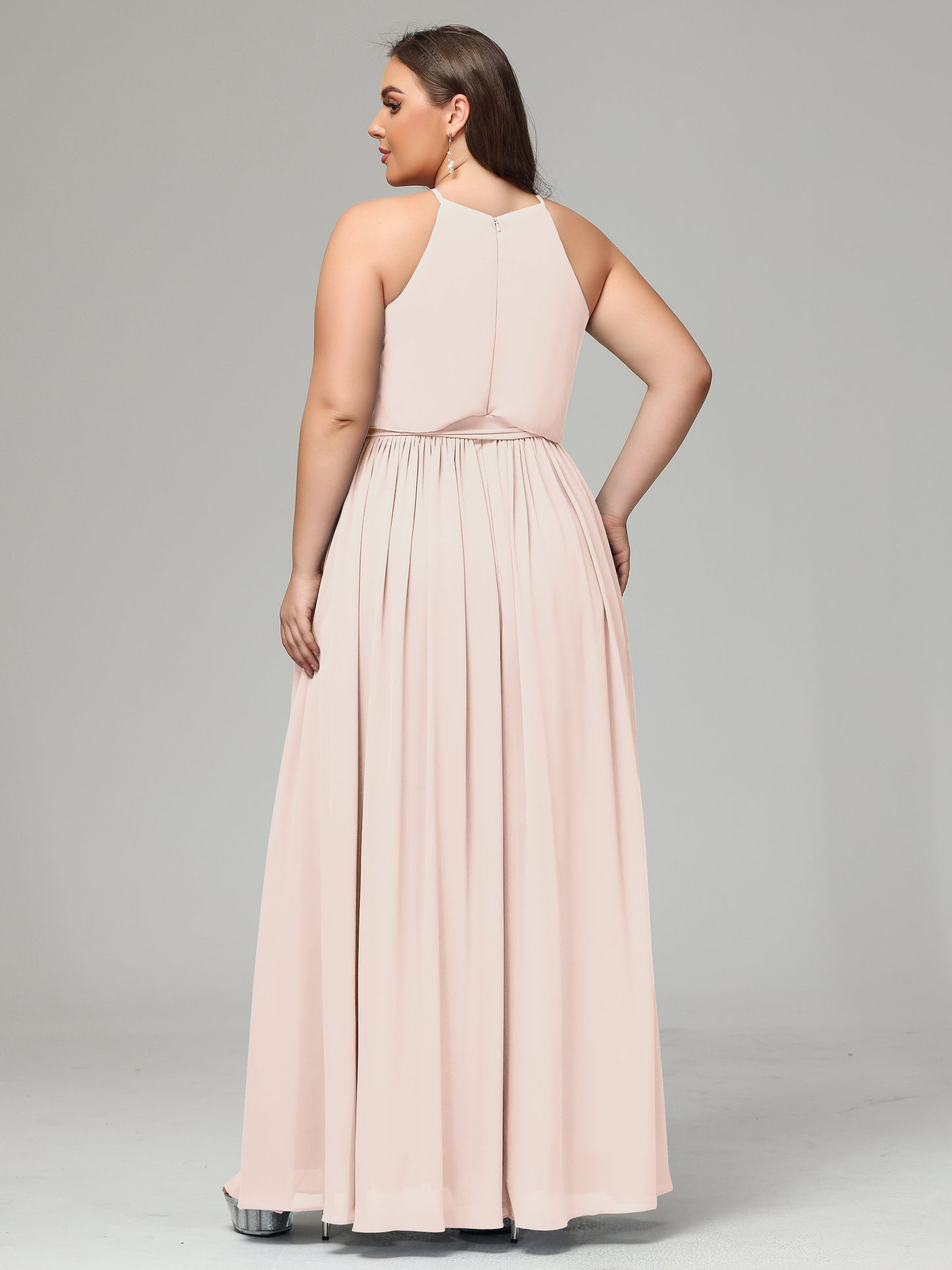 Halter Chiffon Bridesmaid Dress Plus Size